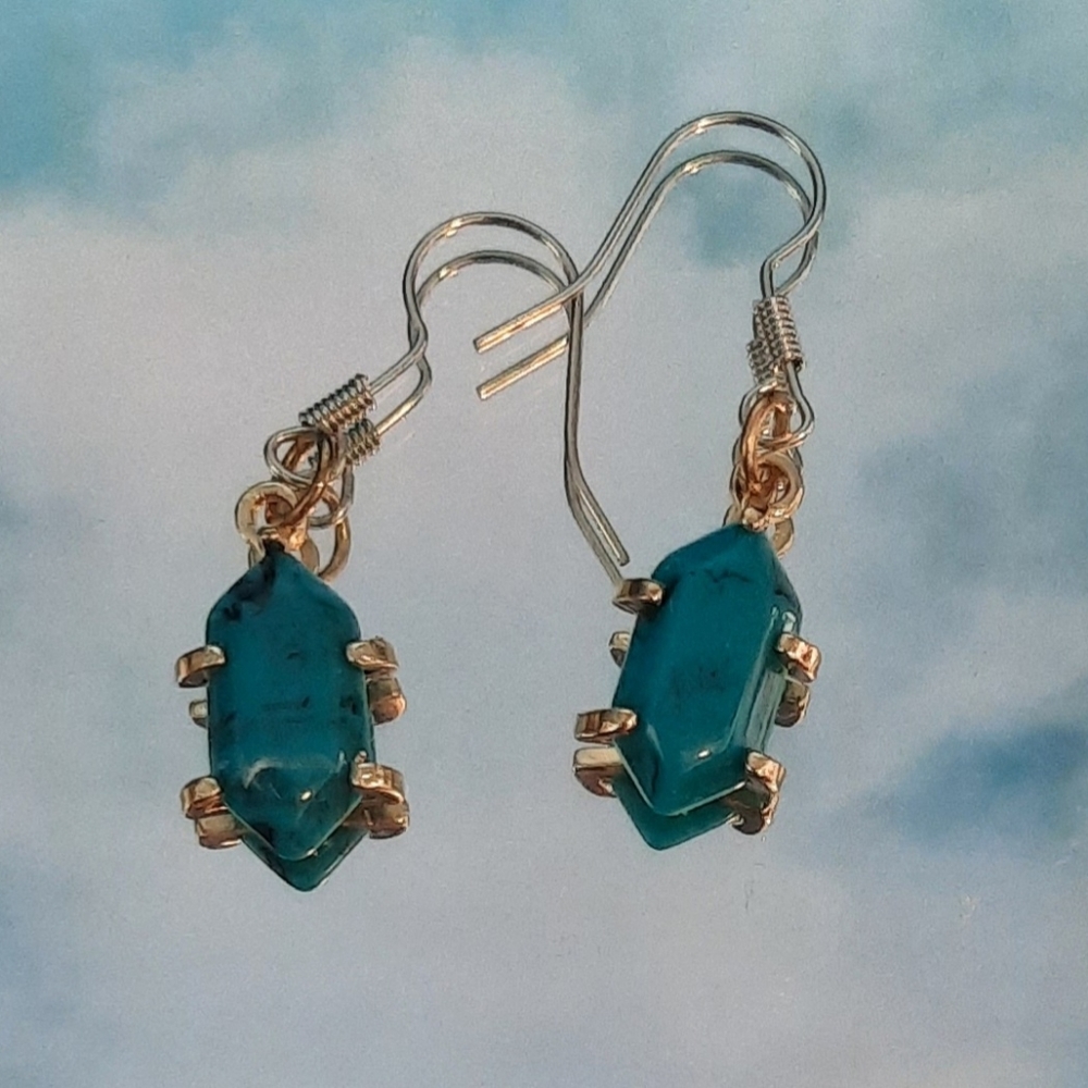 Blue/teal gem like  earrings